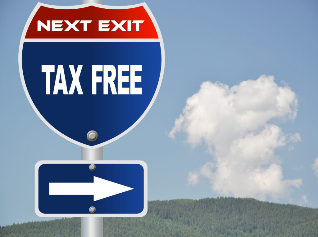 Tax free road sign
